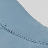Men's Suede Moccasins – Slip-On Chukka Style, Flat Sole – Light Blue