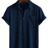 Casual Short Sleeve Cotton Shirt for Men for Summer