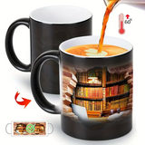 Magical Ceramic Thermal Mug with a Bookshelf Theme
