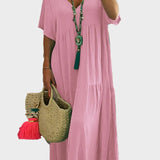 Linnea – Soft maxi dress with ruffles and a V-neck