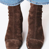 Alma - Suede Ankle Boots on a Block Heel