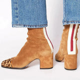 Alma - Suede Ankle Boots on a Block Heel