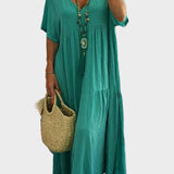 Linnea – Soft maxi dress with ruffles and a V-neck