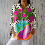 Chloe - Floral Vase Print Shirt