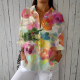 Olivia - Elegant Floral Watercolour Shirt