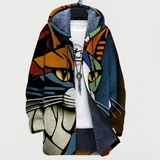 Jacket with Abstract Pattern and Cat Motif