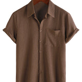 Casual Short Sleeve Cotton Shirt for Men for Summer