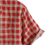 Men's Red Checkered Short Sleeve Shirt with Pocket