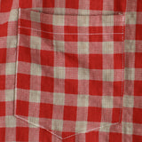Men's Red Checkered Short Sleeve Shirt with Pocket