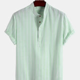 Elegant Short Sleeve Striped Shirt