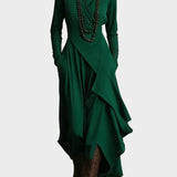 Teresa - Asymmetrical Knit Maxi Dress with Turtleneck