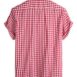 Cotton Summer Short Sleeve Shirt for Men, Solid Color, with Pocket and Buttons