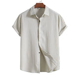 Short Sleeve Shirt Made of Cotton and Linen