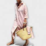 Johana - Elegant Striped Shirt Dress