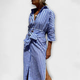 Johana - Elegant Striped Shirt Dress