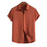 Short Sleeve Shirt Made of Cotton and Linen