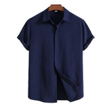 Short Sleeve Shirt Made of Cotton and Linen
