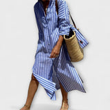 Johana - Elegant Striped Shirt Dress