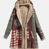 Scarlet - Burgundy Geometric Sherpa Coat