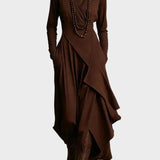 Teresa - Asymmetrical Knit Maxi Dress with Turtleneck