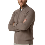 Men's Sweater with Half-Zip and Stand-Up Collar – Taupe Brown