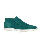 Men's Suede Loafers – Slip-On Chukka Style, Flat Sole – Blue-Green