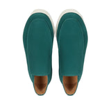 Men's Suede Loafers – Slip-On Chukka Style, Flat Sole – Blue-Green