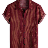 Men's Short Sleeve Striped Cotton Shirt