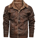 Elegant Warm Fleece Leather Jacket