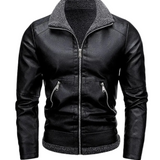 Elegant Leather Jacket with Fleece