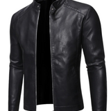 Leather Jacket with Stand-Up Collar