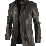 Elegant Long Leather Motorcycle Jacket