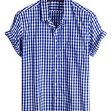 Cotton Summer Short Sleeve Shirt for Men, Solid Color, with Pocket and Buttons
