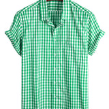 Cotton Summer Short Sleeve Shirt for Men, Solid Color, with Pocket and Buttons