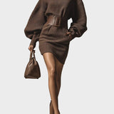 Zofia - Dark Brown Mini Dress