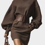 Zofia - Dark Brown Mini Dress