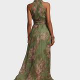 Livia - Elegant Maxi Halter Dress in Flowers