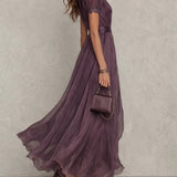 Ashley - Vintage Elegant Chiffon Maxi Dress