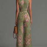 Amelia – green pleated floral jumpsuit