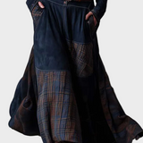 Helena - Navy Blue Suede Maxi Dress with Belt