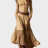 Helena - Navy Blue Suede Maxi Dress with Belt