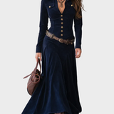 Iwona - Suede Maxi Dress with Belt