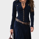 Iwona - Suede Maxi Dress with Belt