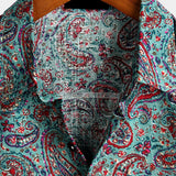 Vintage Short Sleeve Cotton Paisley Print Shirt for Men