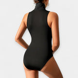 Sleeveless Jumpsuit with High Collar