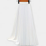 Veronika - Long Pleated Satin Skirt