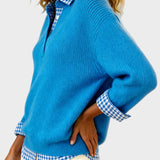 Viktoria - Colorful Sweater with Patchwork Check Pattern