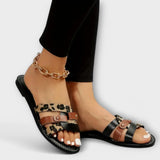 Leopard Print Sandals with Criss-Cross Straps