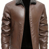 Elegant Leather Jacket with Fleece