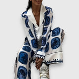 Meda - Women's Patterned Satin Set